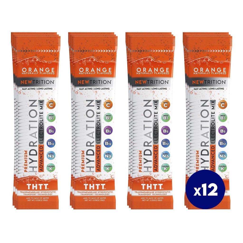 Hydration Powder, Orange Pack med 12 Electrolyte Powder Packets, Naturligt smaksatt Hydrating Packets för vatten, Fast Acting Hydrate Electrolytes med vitamin B & C, Energy & Recovery
