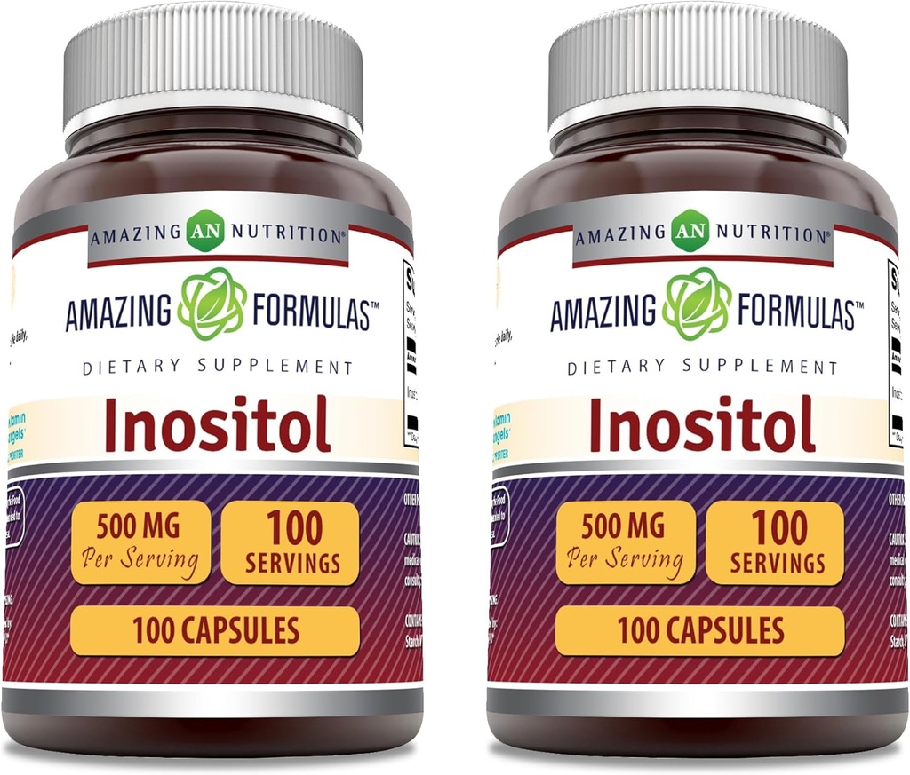 Fantastiska Formler Inositol Supplement | 500 Mg Per Servering | 100 kapslar | Icke-GMO | Gluten Free | Tillverkad i USA | Förpackning med 2
