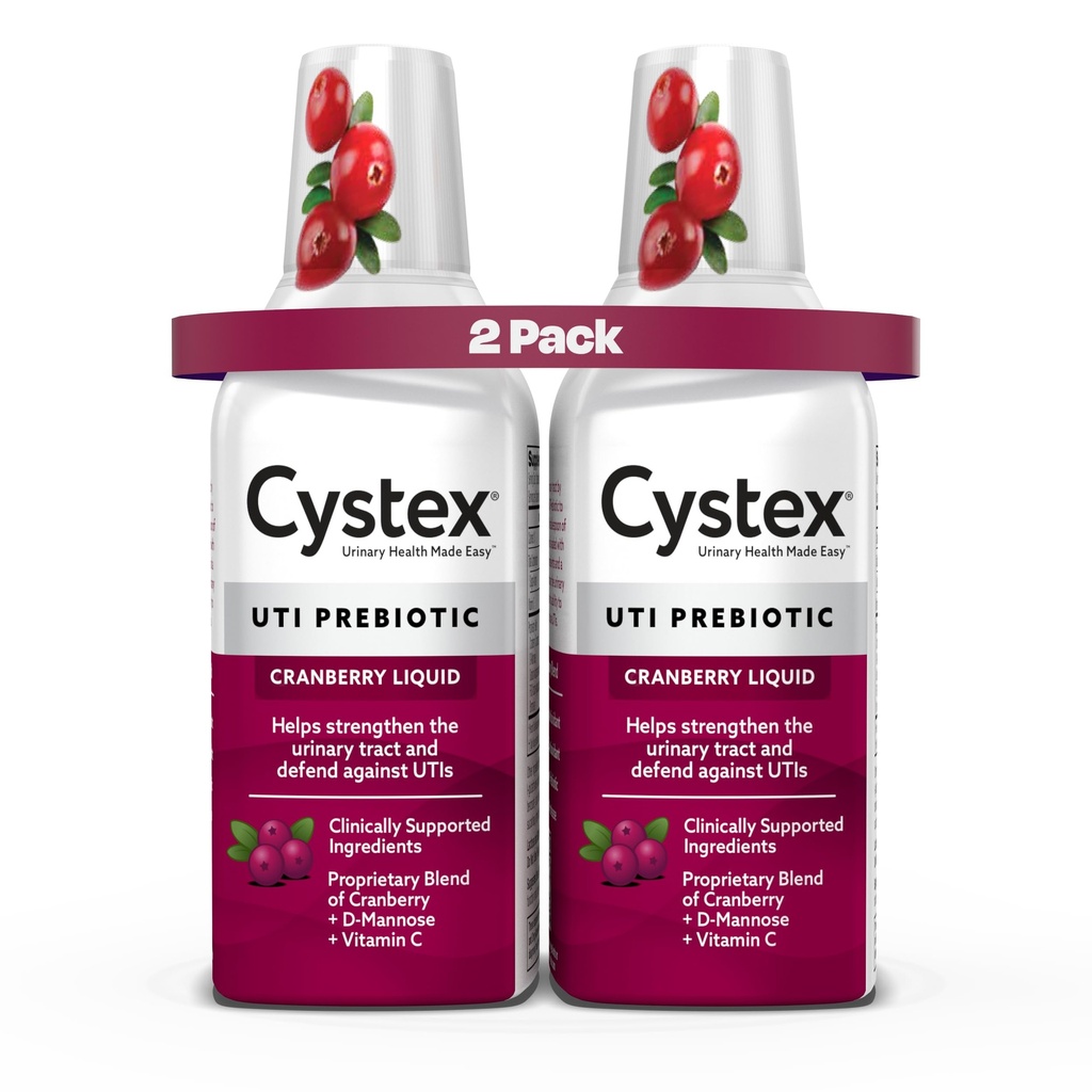 Cystex Urinary Tract Infection Support & Prevention - Cranberry Prebiotic Supplement med D-Mannose & Vitamin C för UTI Protection & Urinary Health Maintenance - 7.6 fl oz - (Pack of 2)