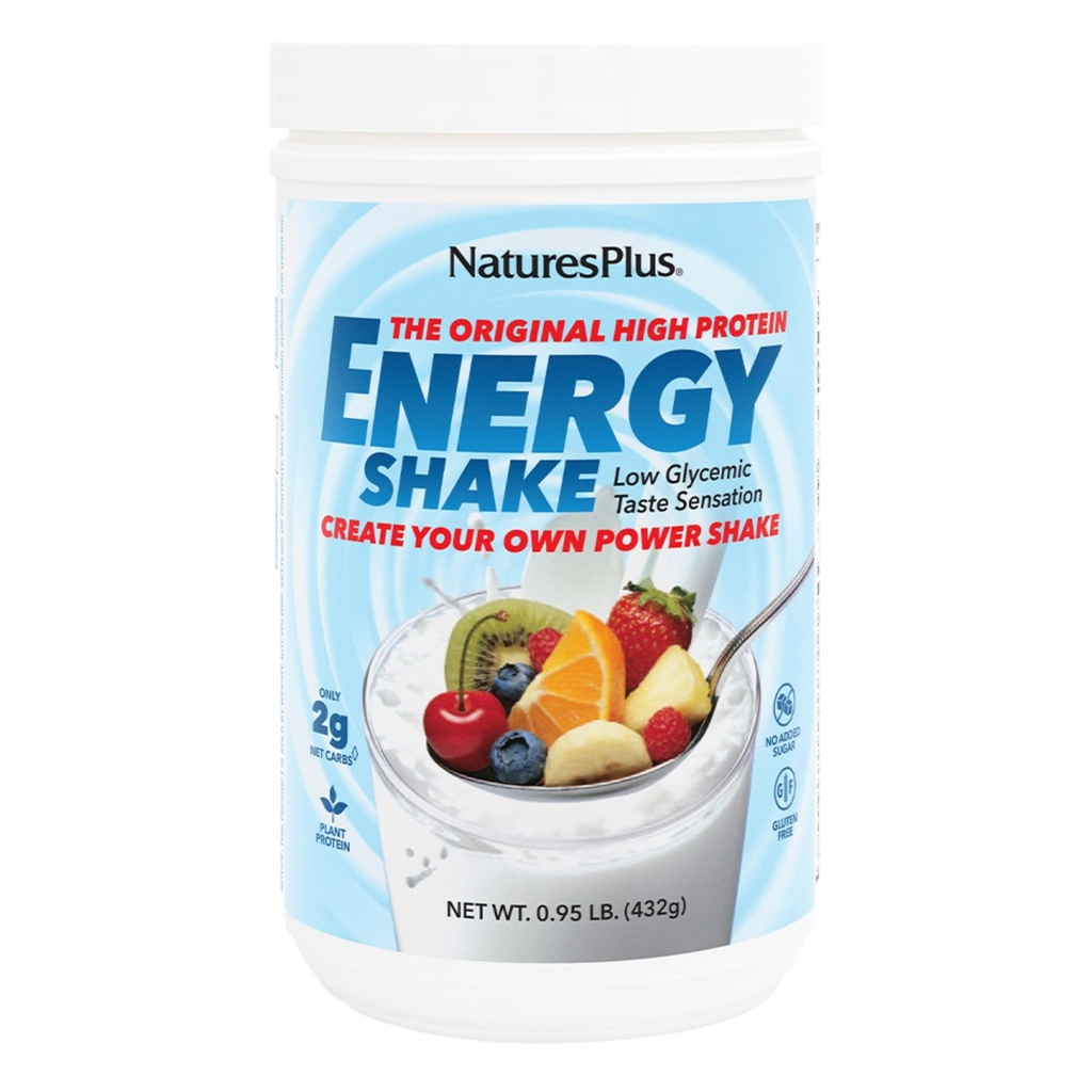NaturesPlus Energy Shake - 0,95 lb - 16 Gram av växtbaserade protein per portion - Innehåller matsmältningsstödande enzymer - No Added Sugar - Non-GMO, Vegetarian, Gluten Free - 16 portioner