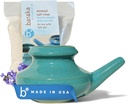 Baraka Neti Pot Tool Kit - Snoring & Saline Solution, Handgjord Ceramic Dishwasher Safe med 2oz Mineral Sea Salt för näsrengöring och Sinus Rinse Perfekt för allergi lättnad hos vuxna och barn (Jade)