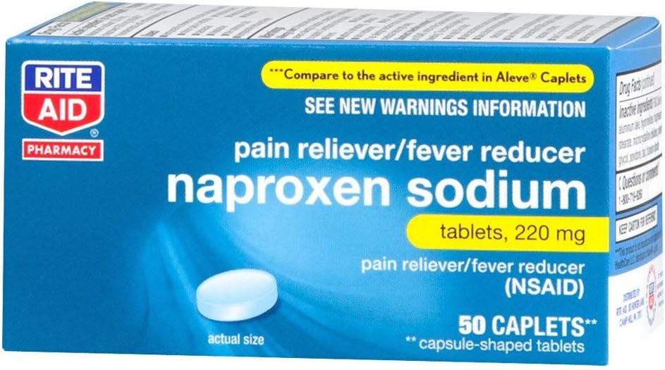 Rite Aid Naproxen Sodium Pain Relief Pills, 220 mg Caplets - 50 greve | NSAID Pain Reliever | Smärta Pills | Back Pain Relief Products | Muscle and Back Pain Relief Products | Real Time Pain Relief