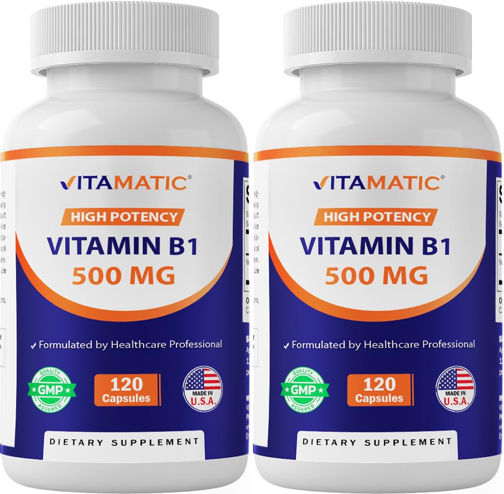 Vitamatic Vitamin B1 (Thiamine) 500mg – 2 Pack (120 kapslar totalt)
