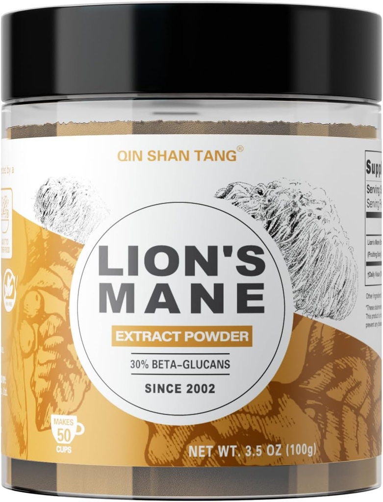 Lion's Mane Mushroom Powder, Real Fruiting Body Extract - 100g, Brain Supplement för minne och fokus, 30% Beta-glucans