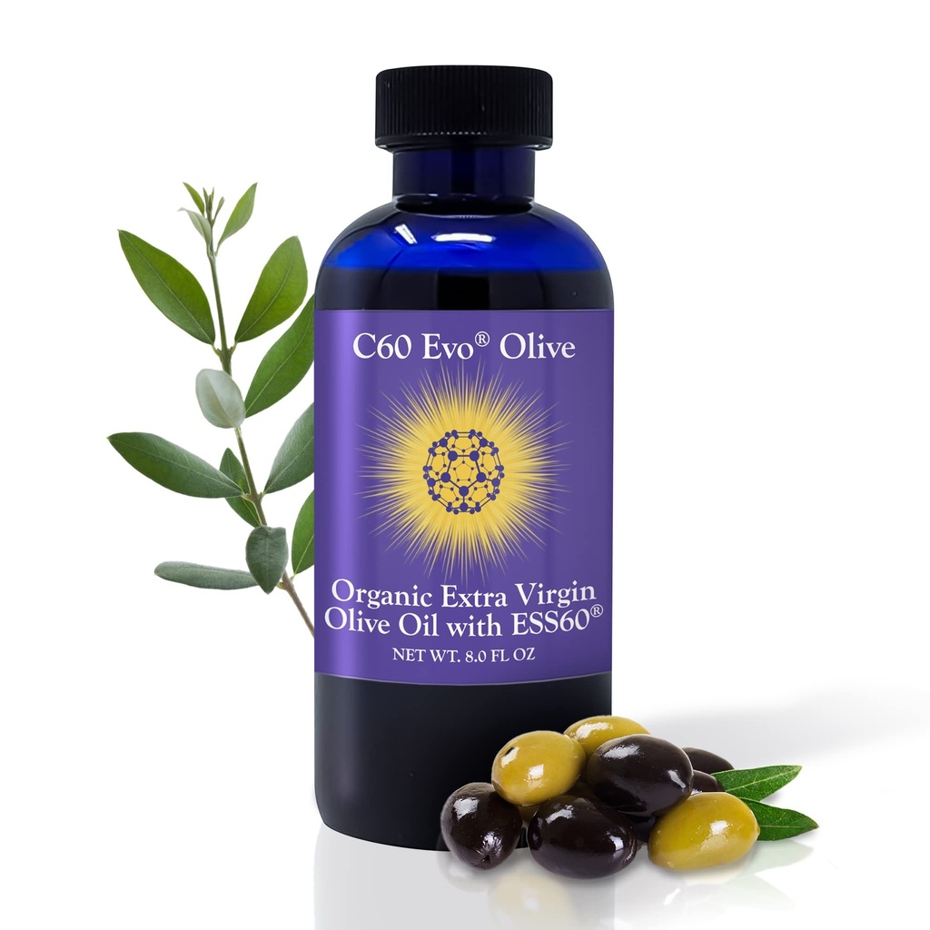 Pure Carbon 60 ESS60 i All-Natural Extra Virgin Olive Oil, All-in-One Sleep Supplement, Antioxidants Supplement och Energy Supplement för Total Wellness, Flexibilitet, Ungdomlig Glow, 8 oz