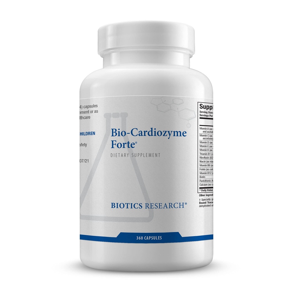 Biotics Research Bio Cardiozyme Forte Healthy Heart Multivitamin, Broad Spectrum Formulation Designad för att stödja hjärt-kärlhälsa och funktion, kraftfull antioxidant stöd 360 kapslar