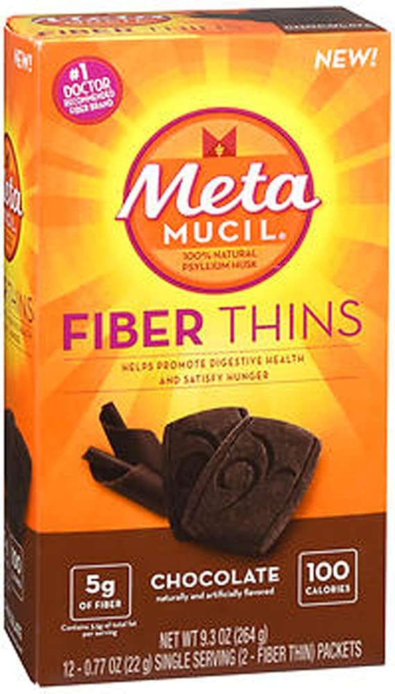 Metamucil Fiber Thins, Chocolate, 12 Packets, 9.3 oz - Pack med 2