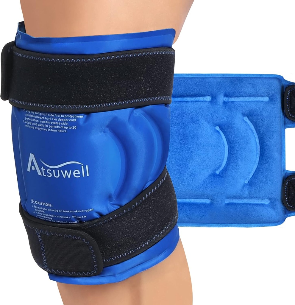 Atsuwell Ice Pack för Knees, Återanvändbar Gel Ice Wraps för Knee, Flexible Cold Compress Cold Pack för Knees, Elbow, Shin, 1 Pack