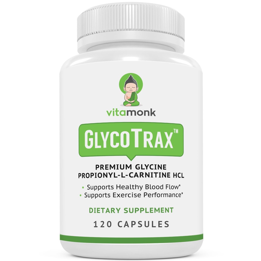 VitaMonk GlycoTraxTM GPLC Extra Large Bottle - 120 kapslar av högabsorption Glycine Propionyl-L-Carnitine utan konstgjorda fillers - Glycine Propionyl L Carnitine Supplement