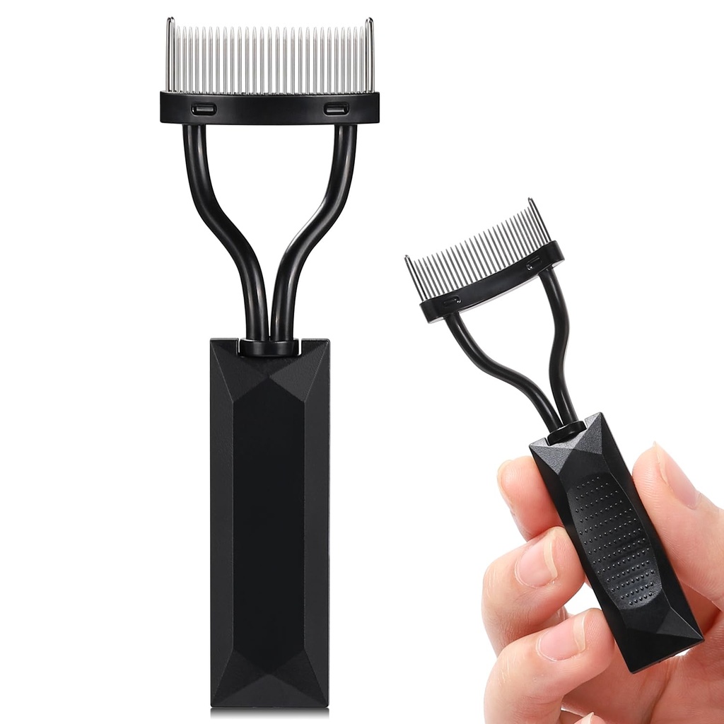Eyelash Comb Separator, Arc Designed Lash Definer Comb Makeup Mascara Comb Applikator med Cover, Eye Cosmetic Brush Tool (Black)