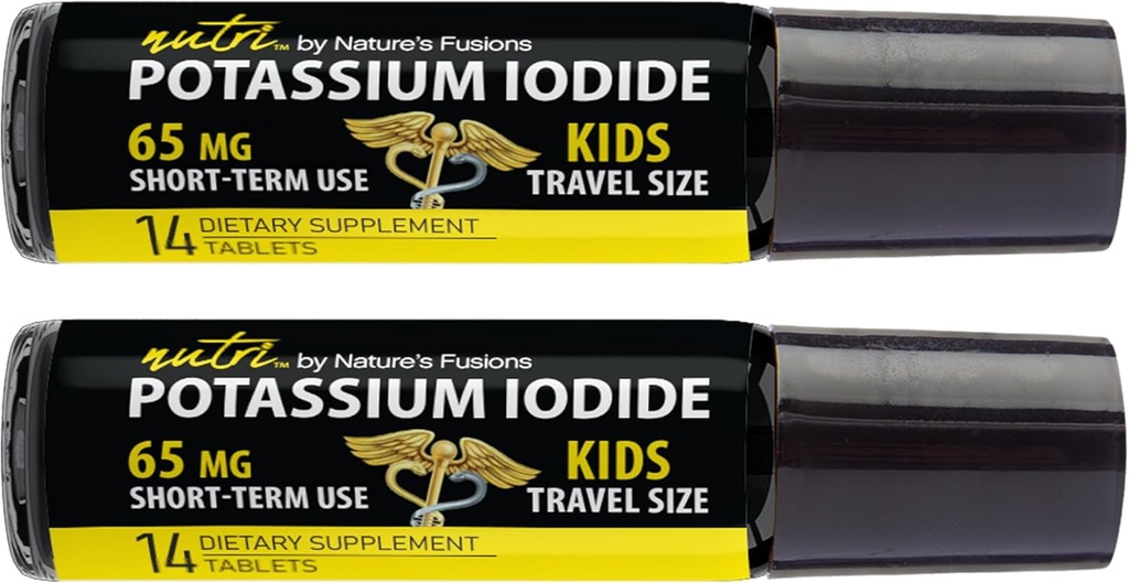 (2 Pack) Nutri Kaliumjodid tabletter 65 mg - Kids Travel Size 14 tabletter Kaliumjodidpiller - Kaliumjod tabletter 65 mg - YODO Naciente Ki Pills (28 tabletter)