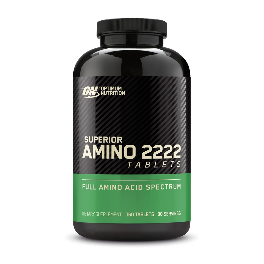Optimum Nutrition Superior Amino 2222 tabletter, kompletta väsentliga aminosyror, EAA, 160 greve
