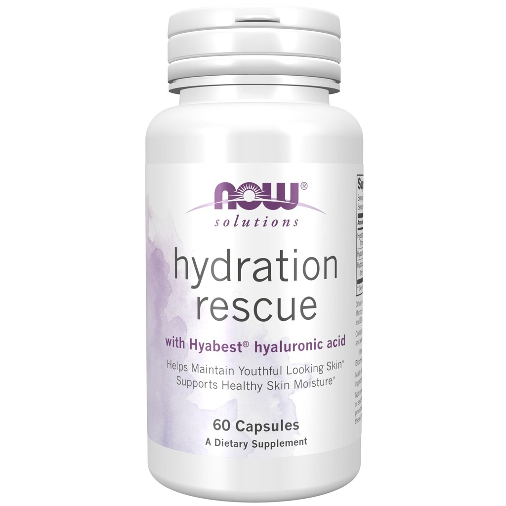 NOW Foods Solutions, Hydration Rescue med Hyabest® hyaluronsyra, hjälper till att upprätthålla ungdomlig utseende hud *, stöder hälsosam hudfuktighet *, 60 Veg kapslar