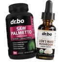 Såg Palmetto för kvinnor håravfall & Lions Mane Mushroom Drops - DHT Blocker Growth Plus Bladder & Organic Lion Mane Mushroom Liquid Drops Tincture - Ren Saw Palmetto Hair Loss & Urination Pills