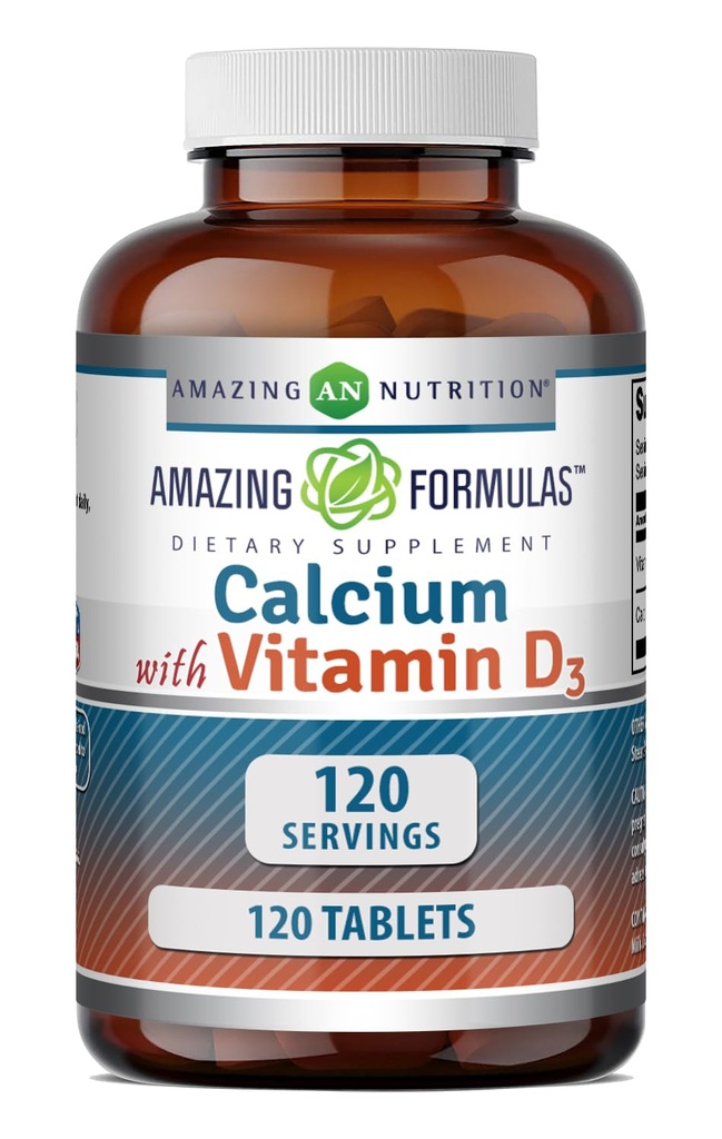 Fantastiska formler Calcium med vitamin D3 Supplement | Tabletter | Icke-GMO | Glutenfri | Made in USA (1 Pack | 120 greve)