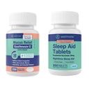 WELMATE Nighttime Wellness Bundle: Mucus Relief Guaifenesin 600mg Mucus Relief (200 Ct) & Doxylamine Succinate 25mg Sleep Aid (200 Ct) | Utökad lättnad för vilande sömn