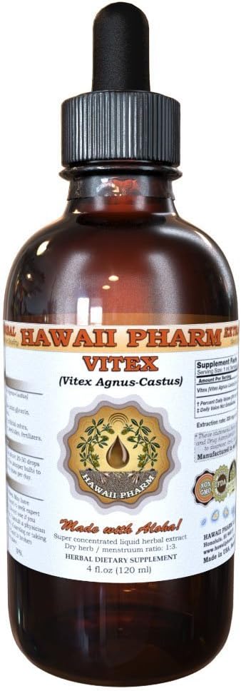 Vitex Liquid Extract, Organic Vitex (Vitex Agnus-Castus) Tinktur, Herbal Supplement, Hawaii Pharm, Made in USA, 2 fl.oz