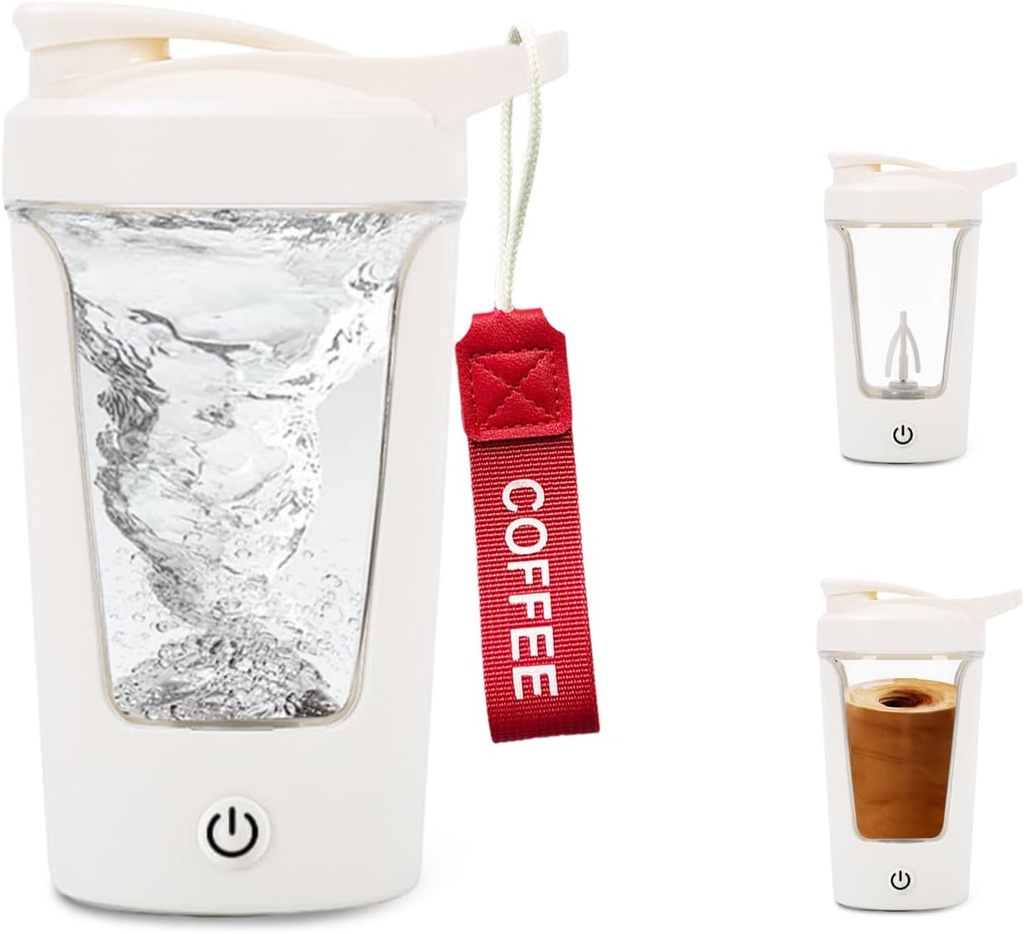 Electric Shaker Bottle, Portable Protein, Mixer Cup, USB C Shaker för Smooth Protein Shakes, BPA-Free, Tritan, 450ml, 16oz, Stir Cup, 500mAh Rechargeable