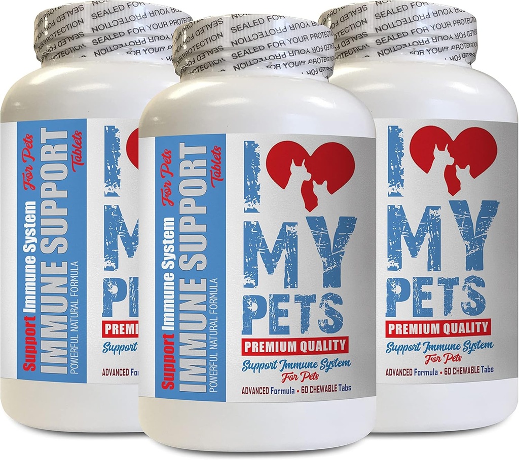 Jag älskar MIN PETS LLC Äldre cat Supplements - PET Immune Support - Hundar och Katter - Booster - Hälsosam - katt gurkmeja - 180 Behandlar (3 flaskor)