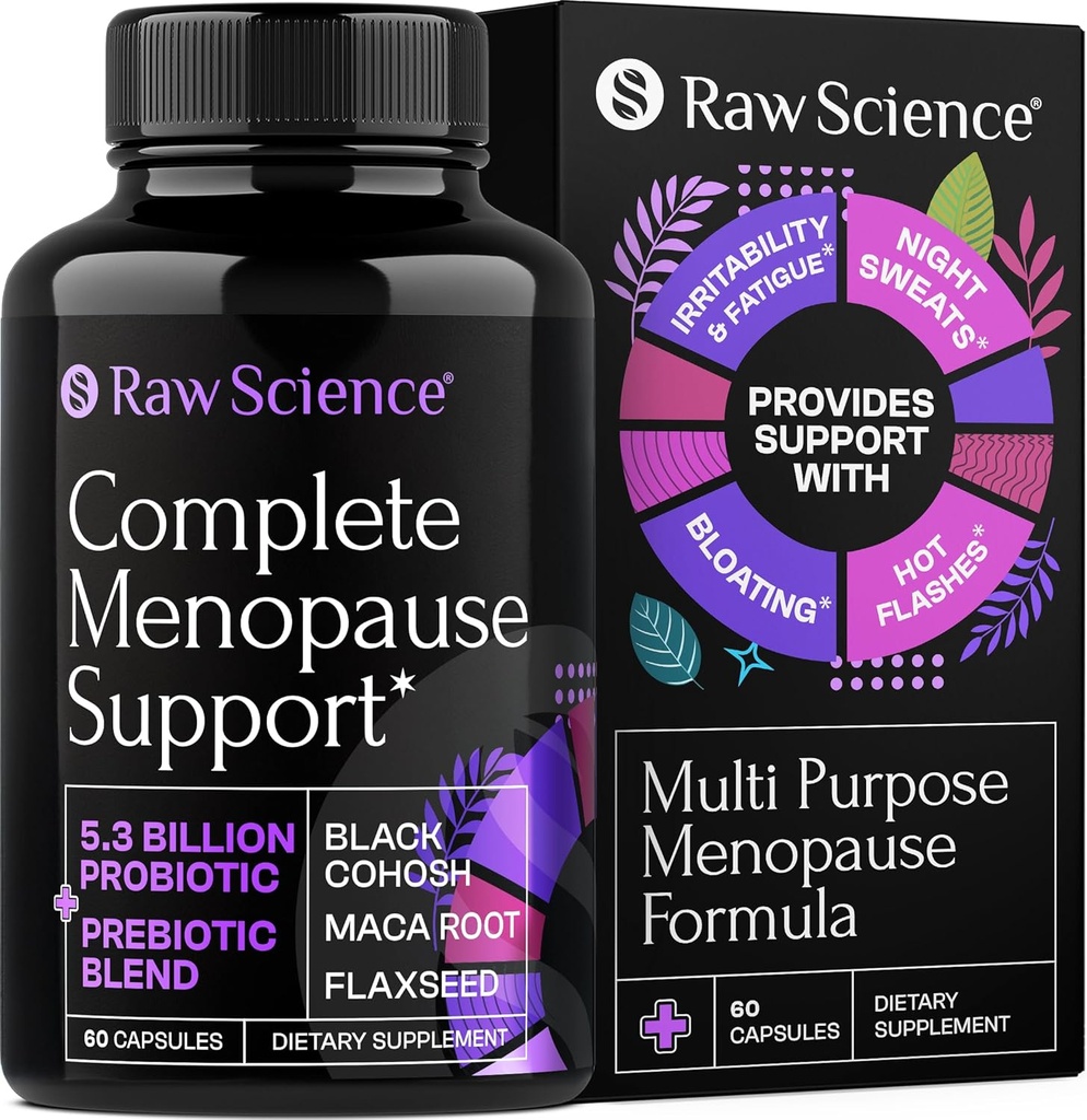 Klimakteriet Tillägg för kvinnor - Svart Cohosh för klimakteriet Hot Flashes, Nattsvett & Hormone Balance med DIM, Vitex, Dong Quai, Red Clover - Komplett klimakteriet Support vaginal hälsa, 60 kapslar
