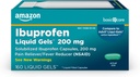 Grundläggande vård Ibuprofen Liquid Gels 200 mg, Smärta Reliever / Feber Reducer Liquid Filled Capsules, För Huvudvärk, Toothache, Backache, Menstrual Cramps och mer, 160 Count