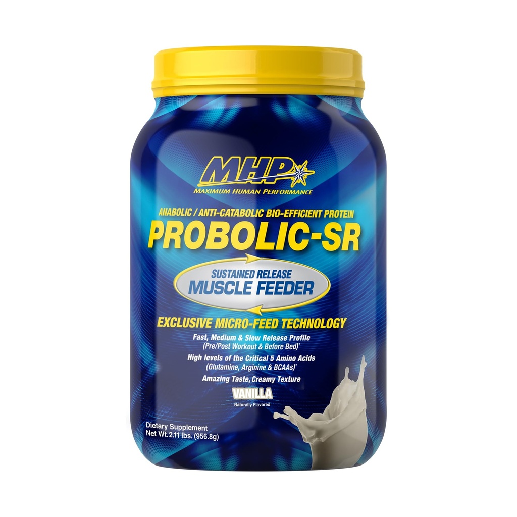 Maximal mänsklig prestanda Probolic-SR Sustained Release Protein Powder, 24g Protein, BCAAs, Glutamine, Arginine, Pre-Workout, Post-Workout, Nighttime Protein, 2lbs, 26 Servings, Vanilla