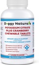 Kalium Citrate Plus Cranberry med Magnesium Supplement för hundar (60 tabletter) - Urinary Tract Support - Hjälper att avskräcka bildandet av Calcium Oxalate Stones-Deters Bladder & Kidney Stones (Made in U.S.A)