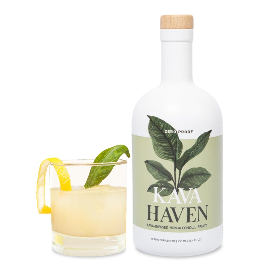 Kava Haven Non Alcoholic Spirit, 750mL Bottle | Kava Kava Drink | Non Alcohol Alternative Spirit for Mixed Drink Recipes | Low Calorie | All Natural | - Lemon Ginger Flavor (17 Servings)