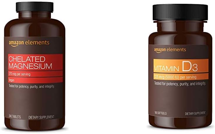Element chelated Magnesium Glycinate (240 tabletter) och vitamin D3 (180 Softgels)