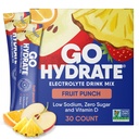 GoHydrate Instant Hydration Powder Packets - Low Sodium Electrolytes Drink Mix - Natural Hydration Support, Sugar Free Electrolyte smaksatt pulverdryck med vitamin D, 30 Packs, Fruit Punch