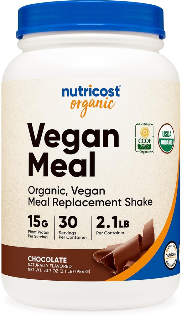 Nutricost Organic Vegan Meal Replacement Shake Powder (Chocolate) - Certified USDA Organic, Vegan och Gluten Free