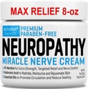 Neuropati Nerve Relief Cream - Premium Nerve Cream 3X-åtgärd för riktad lindring och lugnande nervkomfort - Maximal styrka med 4% Menthol, MSM för fötterna händer ben och tillbaka - Super Large 8 Oz