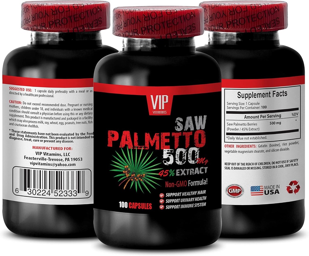 Saw Palmetto Hair Growth - Saw Palmetto 500MG Extract - Saw Palmetto för kvinnor håravfall - Saw Palmetto Herbal Supplements for Women - Saw Palmetto Extract Capsules - Saw Palmetto Berries 1B 100 Caps