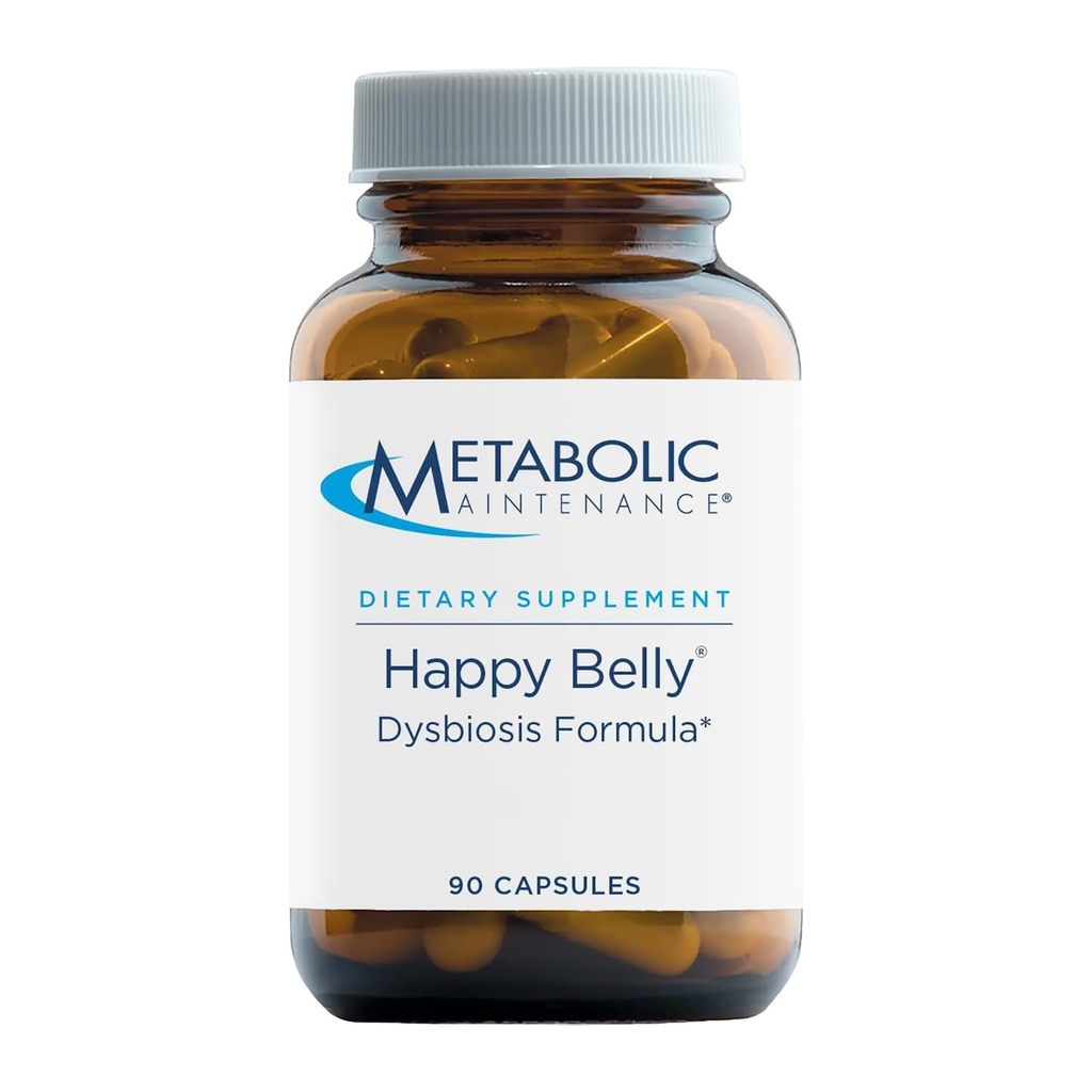 Metabolisk underhåll Happy Belly - Gut, GI + Detox Support med Caprylic Acid, Black Walnut, Olive Leaf + Barberry Supplement - Hjälp att upprätthålla normal Digestive Health + Balance (90 kapslar)