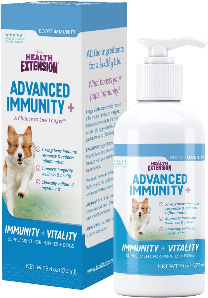 Health Extension Advanced Immunity Supplement for Dogs, 9 fl oz – Immune System Support, with Natural Antioxidants and Vitamins