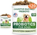 Dog Probiotics Chews Bundle - Gas, Diarrhea, Allergy, förstoppning, upprörd magsäck, med Digestive Enzymes + Prebiotika - Chewable Fiber Supplement - Förbättra Digestion, Immunity - 300 Mjuka Chews