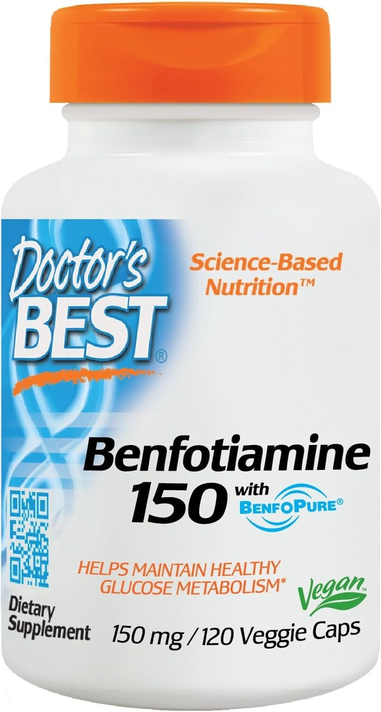 Läkarens bästa Benfotiamine vegetabiliska kapslar, 150 mg, 120 räkna