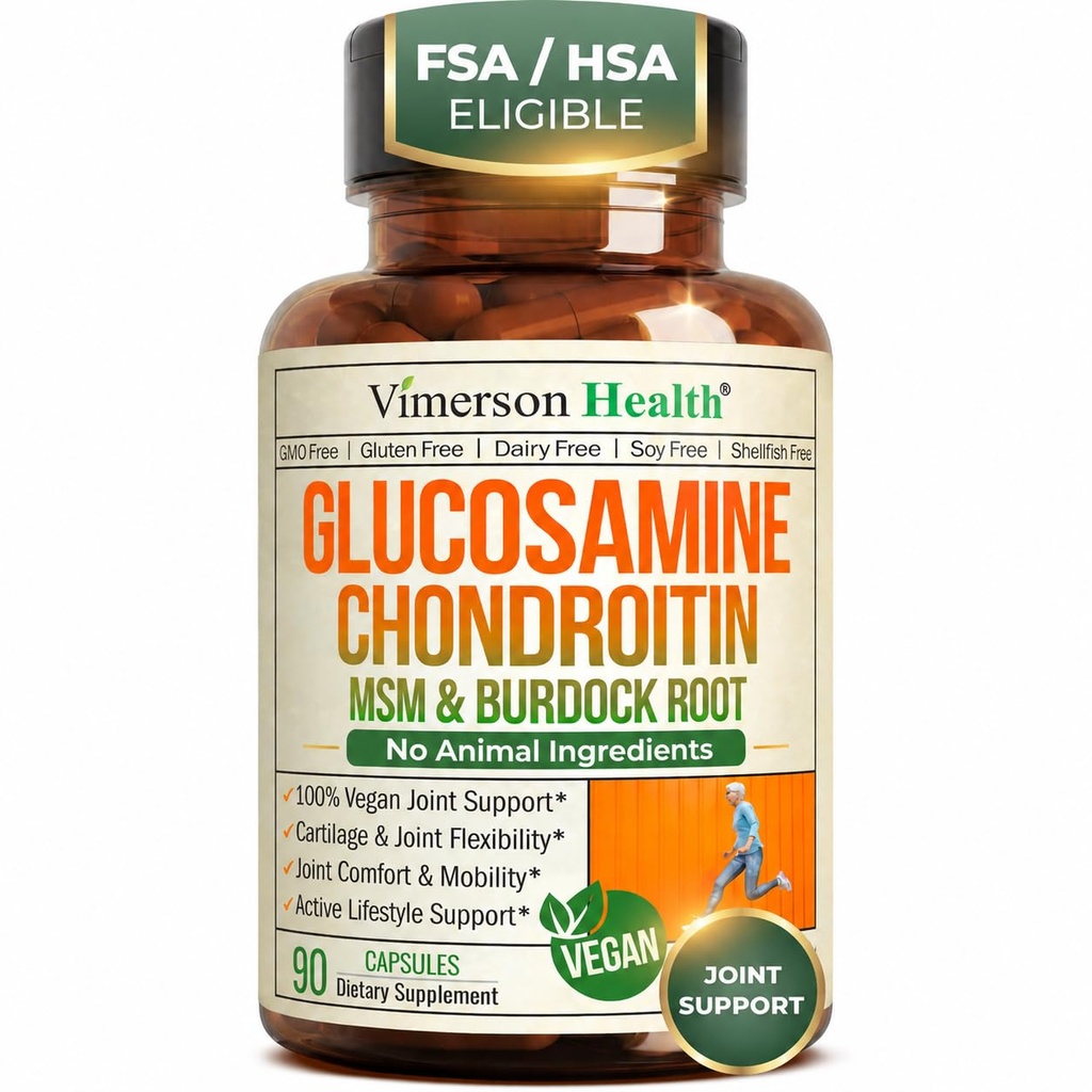 Glukosamin Chondroitin MSM - Gemensamt stöd tillskott för kvinnor och män med glukosaminsulfat 1500 mg, kodroitin och MSM - för brosk, gemensam hälsa och flexibilitet - 90 kapslar, Vegan