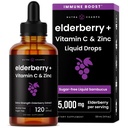 NutraChamps Organic Elderberry Syrup - 5000mg Elderberry Extract med vitamin C & Zink - Black Elderberry Liquid Drops - Sugar-Free Immunity Booster, Vegan, Gluten-Free