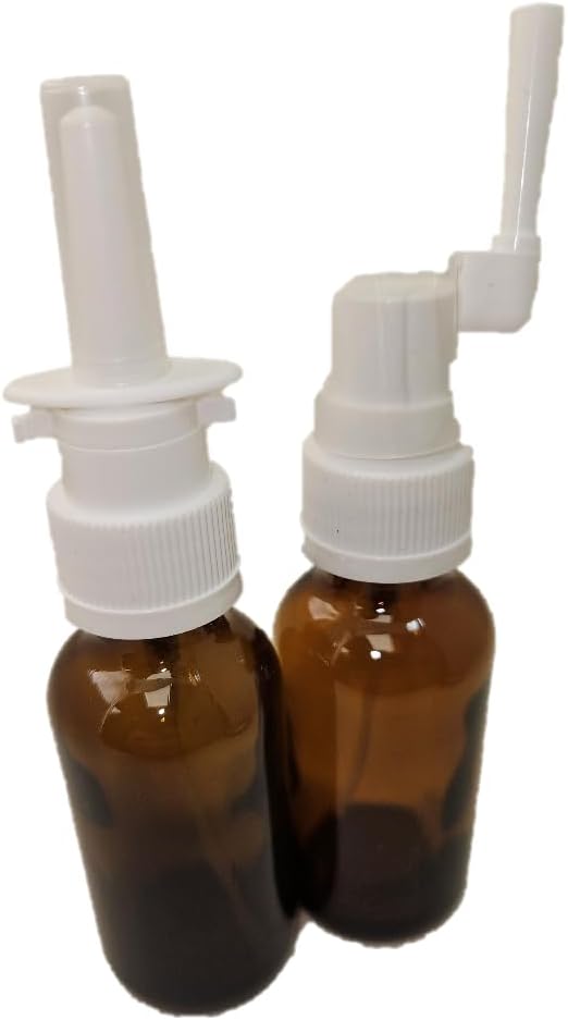 Amber Glass Empty Nasal och Oral Sprayer för kolloidalt silver och saltlösningar, Empty 30ml (1oz) 2-Pack