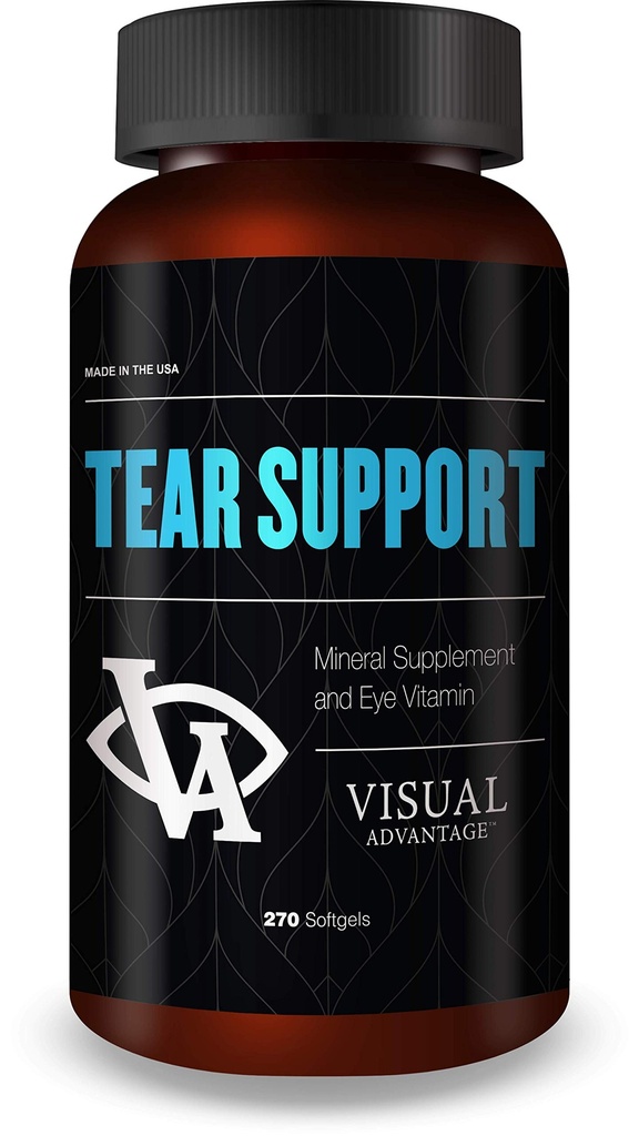Tear Support Eye Vitamins för torra ögon - 3-månaders leverans, 270 Softgels - stöder ögonfukt och smörjning, Omega-3, glutenfri, icke-GMO