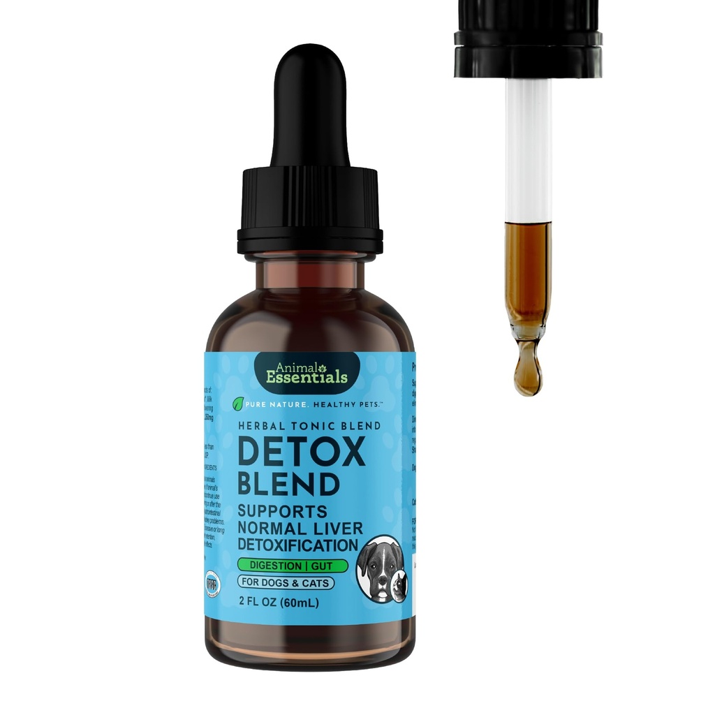 Animal Essentials Detox Blend - Liver Support för hundar och katter, Lever Supplement, Herbal Formel, Human Grade Herbs, Animal Wellness Tonics - 2 Fl Oz