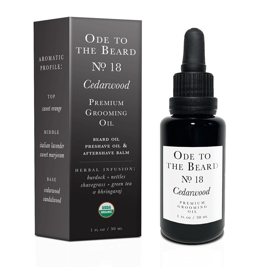 Vegan Mia - USDA Organic Cedar-Scented Beard Oil för män, 3-i-1 Premium Grooming Oil med Argan Oil, Jojoba och mer, för skäggtillväxt och underhåll - Ode To The Beard Cedarwood Beard Oil, 1 fl oz