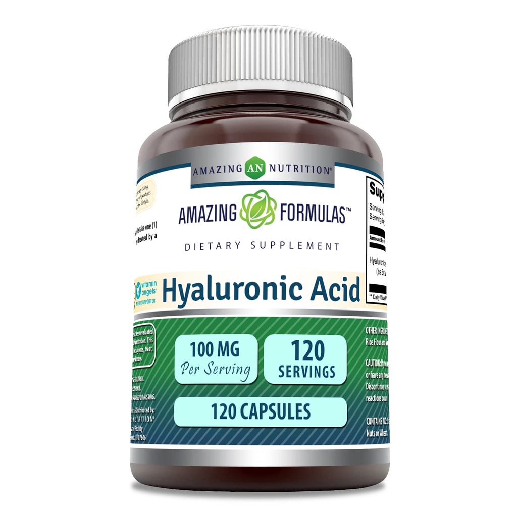 Fantastiska formler Hyaluronsyra 100 Mg Supplement | Kapslar | Icke-GMO | Glutenfri | Tillverkad i USA (1 Pack | 120 greve)