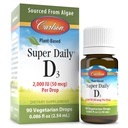 Carlson - Plant-Based Super Daily D3 2000 IE (50 mcg) per Drop, Vegetarian Vitamin D Drops, Liquid Vitamin D3, Sourced från Algae, Unflavored, 90 Drops (2,54 ml)