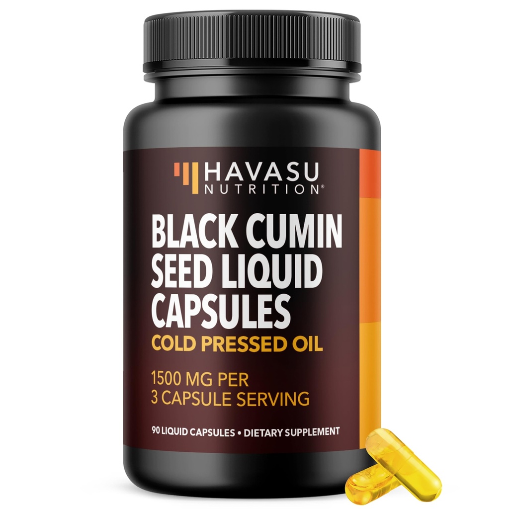 Cold Pressed Black Seed Oil Capsules - 1500mg Black Cumin Supplement för Immune Function, Digestive Support & Overall Health - Hair & Skin Superfood - Nigella Sativa - 1 Month Supply, Unflavored