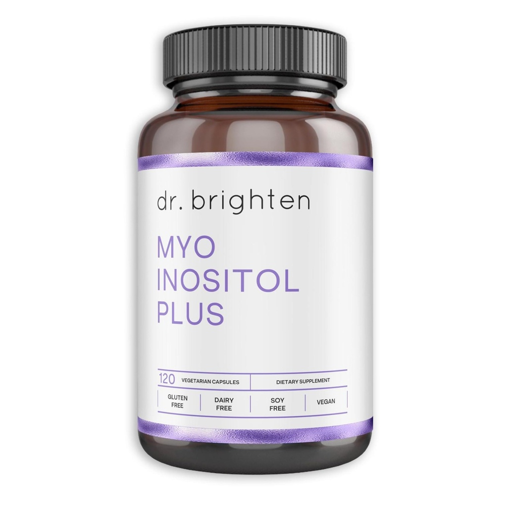 Dr Brighten Myoinositol Plus - Doktor Formulerad Ratio av Myo- och D-Chiro-Inositol för att stödja PCOS Symptom, Hormone Balance, Hälsosam äggstocksfunktion och regelbundna menstruationscykler
