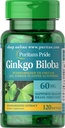 Puritans Pride Ginkgo Biloba Standardized Extract Nootropic 60 Mg Softgels, 120 Count