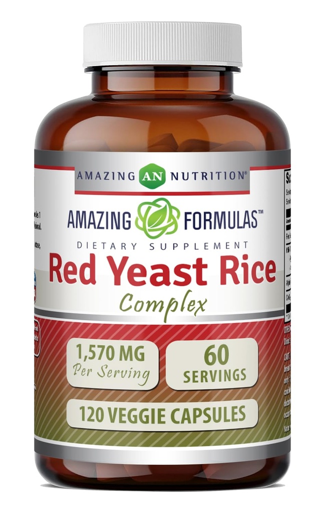 Fantastiska formler Red Yeast Rice Complex | 1570 Mg Per Serving | 120 Veggie Capsules | med Alpha Lipoic Acid, CoQ10, Milk Thistle Extract | Made in USA