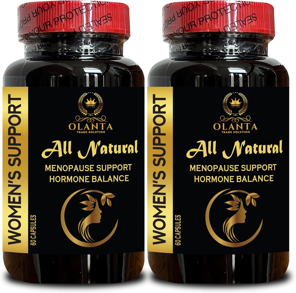 Menopause Support Supplement - Herbal Complex med Black Cohosh för klimakteriet Hot Flashes, Wild yam Root Powder Organic USA, Natural Menopausal Support - 2 flaskor 120 kapslar